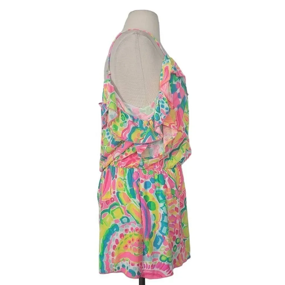 Lilly Pulitzer Fenella Ruffle Romper Sz XS Multi Come‎ Out Of Your Shell Summer